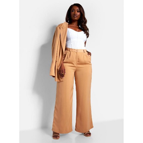 Tan wide-leg pants