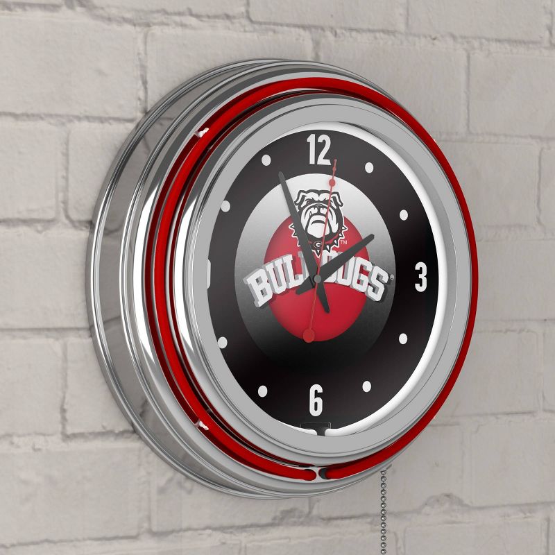 NCAA Georgia Bulldogs Chrome Double Rung Neon Clock - Honeycomb, 4 of 6