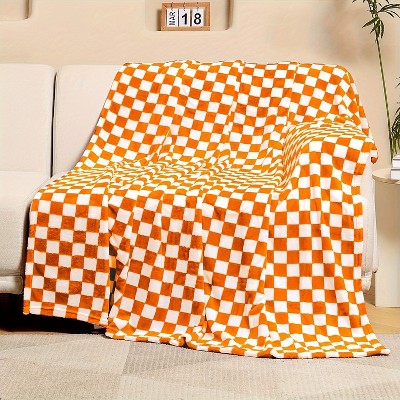 1pc Checkered Flannel Fleece Throw Blanket Soft Cozy Checkerboard Grid Print Chessboard Gingham Pattern Blankets, Christmas Gifts.