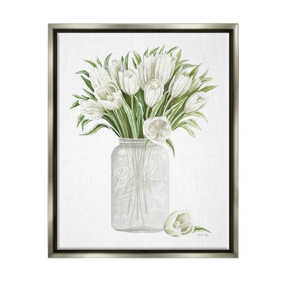 Stupell White Tulips in Country Jar Framed Canvas