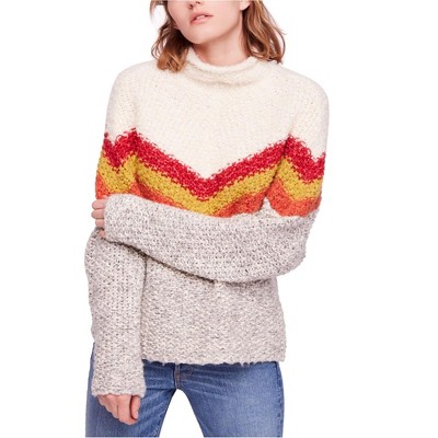 Free People Womens Striped Pullover Sweater