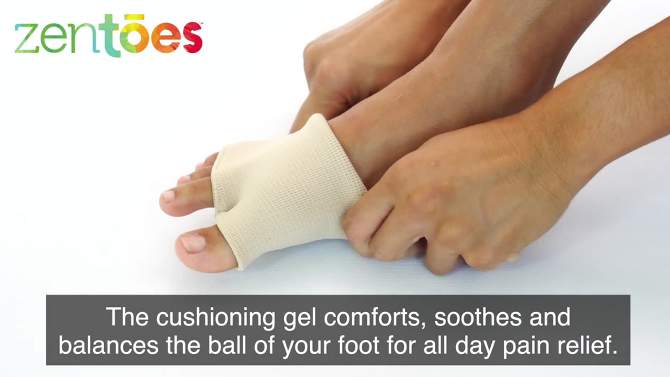 ZenToes Metatarsal Gel Pads for Ball of Foot Pain - Beige - M - 1 Pair, 2 of 17, play video