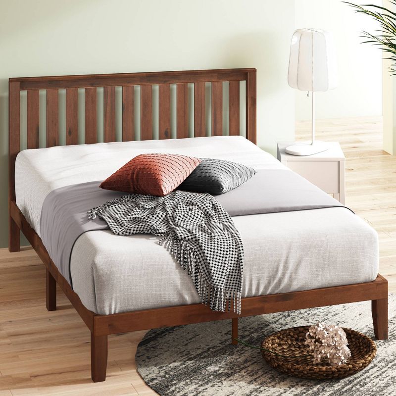 Vivek Standard Wood Platform Bed with Headboard Brown - Zinus, 1 of 12