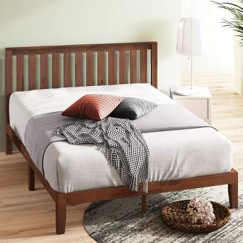 Vivek Standard Wood Platform Bed with Headboard Brown - Zinus
