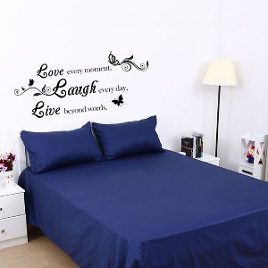 Unique Bargains Home PVC Laugh Live Pattern Removable DIY Decoration Art Sticker Decal PVC Wall Decal 23.4" x 10.14" Black 1 Pc - 1 of 4