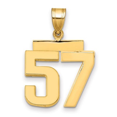 Black Bow Jewelry 14k Yellow Gold, Athletic Collection Medium Polished Number 57 Pendant