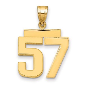 Black Bow Jewelry 14k Yellow Gold, Athletic Collection Medium Polished Number 57 Pendant - 1 of 3