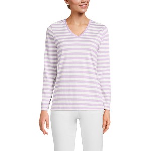 Lands' End Women's Relaxed Supima Cotton Long Sleeve V-Neck T-Shirt - 1 of 3