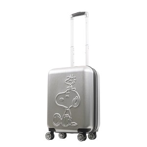 Peanuts Snoopy & Woodstock Ful Embossed Molded Hardside 22" Caryon Suitecase spinner, Silver - 1 of 4