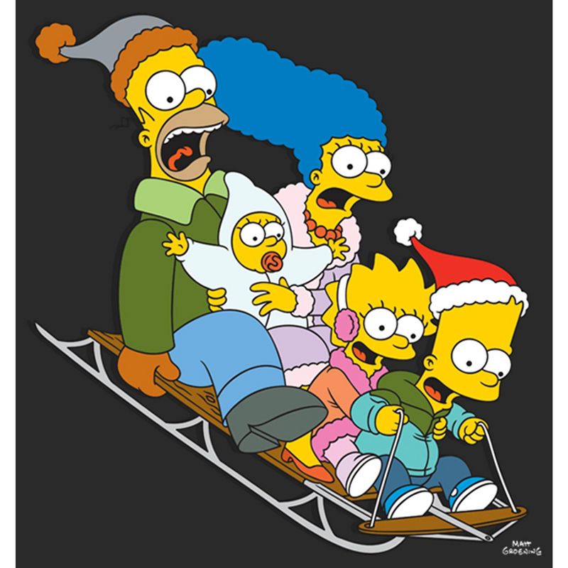 Men's The Simpsons Distressed Family Gone Sledding T-Shirt, 2 of 6