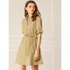 Allegra K Women's Summer Ruffled Short Sleeve Belted Button Down Shirt Dress - 3 of 4