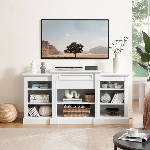 XIYUYEU TV Stand for 65 Inch TV,Modern TV Console with Large Storage Cabinet and Adjustable Shelves,White/Gray - 1 of 4