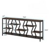 Syemin Console Tables Sofa Console Table with 4 Tier Wood Storage Shelves, Industrial Extra Entryway Accent Tables, Brown, 70.87"*11.81"*35.43" - 3 of 4