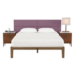 Jaxx Panelist Modern Padded Headboard – Set of 4 Wall Mounted Panels - King, Plum Microvelvet - 1 of 4
