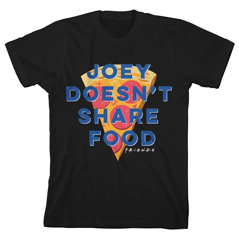 Bioworld Friends TV Joey Doesn't Share Food Black T-shirt Toddler Boy to Youth Boy, 1 of 3