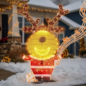 Lighted Deer Christmas Decorations with 146 Lights, Motion Sensor Controller Sync with Music, 2D Xmas Deers - 1 of 4