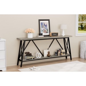 XIYUYEU Console Table with Open Bottom Storage Shelf and M-Shaped Back Design,Entryway Table with X-Shaped Side Frames for Living Room - 1 of 4