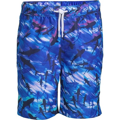 Lands' End Men's 8 Solid Volley Swim Trunks - Compass Red Colorblock