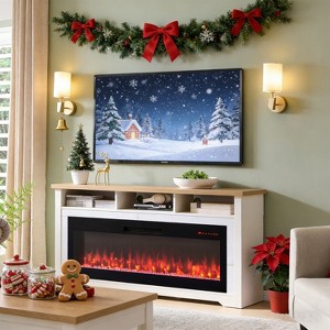 CLIHOME 60 inch Fireplace Entertainment Center TV Stand for TVs up to 70",with 50" Smart Electric Fireplace - 1 of 4