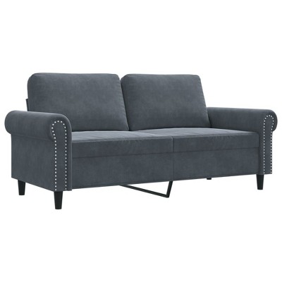 vidaXL 2-Seater Sofa, Dark Gray Velvet - Modern Design Couch with Thick Padded Seats and Armrests for Living Room or Lounge Area