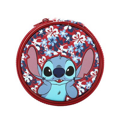 Disney Stitch Hibiscus Print Round Blue 5” Travel Box Organizer