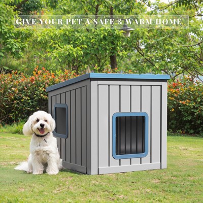 Dolonm Pet Cottage Self-Cleaning Drain Hole & Rain-Slope Roof | 2 Doors | Easy Setup, for Indoor/Outdoor