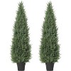 2 Pack Artificial Cedar Topiary Trees Outdoor - 5 FT UV Resistant Fake Potted Plants for Porch, Patio, Wedding Decor - 2 of 4