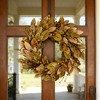 20'' Fall Wreath Autumn Wreath for Front Door with Brown Magnolia Leaves and Small Pomegranate Fruits for Home Outdoor Decoration - 3 of 4