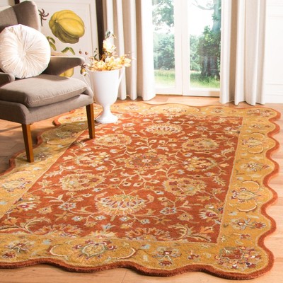 Elegant Heritage Red & Natural Wool 6' x 9' Area Rug