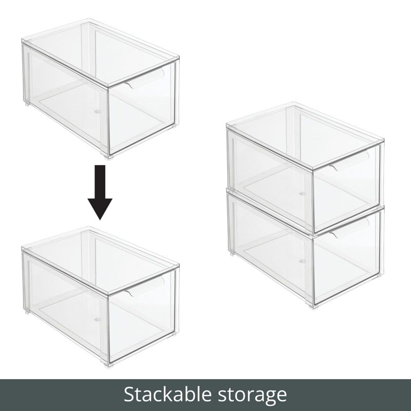 mDesign Plastic Stackable Bathroom Storage Organizer with Drawer, 5 of 10