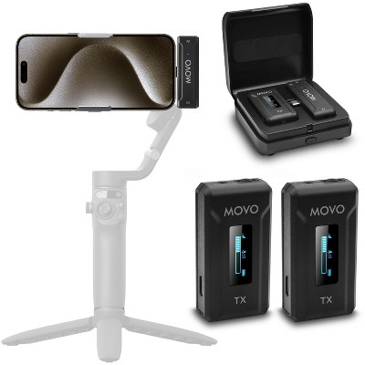 Movo WMX-2-C-DUO Dual Wireless Lavalier Microphone System with Charging Case for iPhone 15 and up