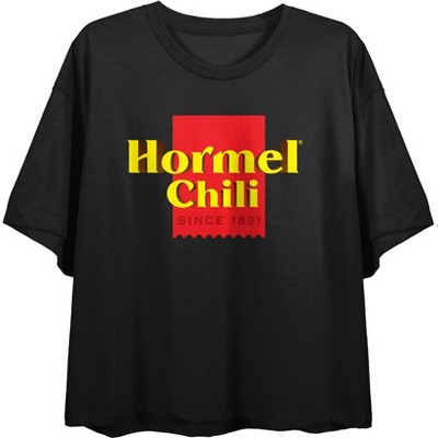 Hormel Chili 1891 Logo Juniors Black Crop T-shirt