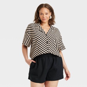 Women's Crepe Short Sleeve Button-Down Shirt - A New Day™ - 1 of 3