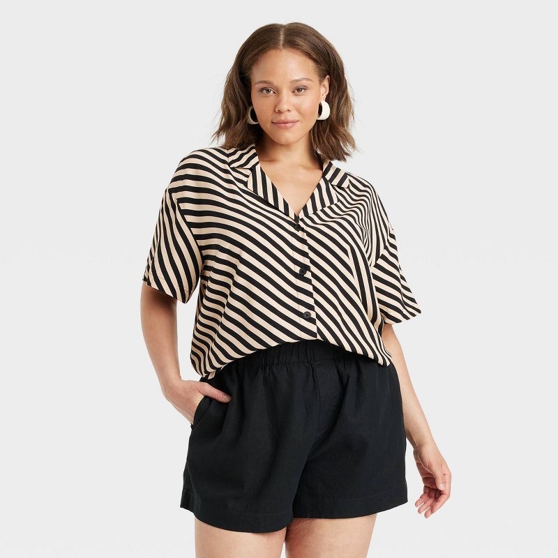 Women's Crepe Short Sleeve Button-Down Shirt - A New Day™, 1 of 5