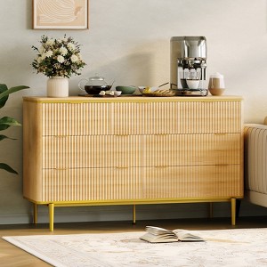 mid century modern dresser target Fluted 9 Drawer Dresser, Wooden Chest of Drawers Storage Cabinet Large  Capacity Clothing Storage Organizer TV Stand for Bedroom Living Room, Oak