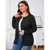 Womens Plus Size Cardigan Sweaters Crew Neck Button Down Open Front Long Sleeve Pleated Hem Casual Fall Knit Cardigan Coat - 3 of 4
