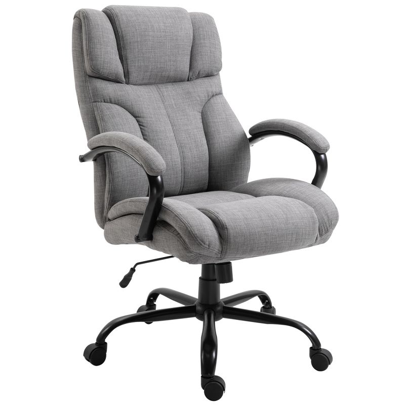 Vinsetto 500lbs Big and Tall Office Chair with Wide Seat, Ergonomic Executive Computer Chair with Adjustable Height, Swivel Wheels and Linen Finish, 4 of 9