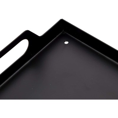 Black Metal Rectangular Serving Tray with Handles