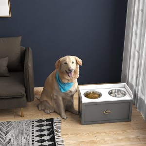 LOVMOR Large Elevated Dog Bowls with Storage - 1 of 4