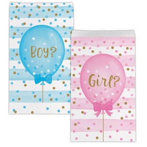 10ct Gender Reveal Balloon Print Favor Bags, Pink