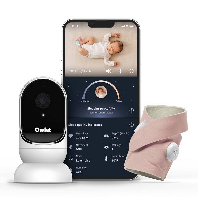 Owlet Dream Duo Smart Baby Monitor - HD Video Baby Monitor with Camera and Dream Sock - Heart Rate and AVG O2 Sleep Quality Indicators - Dusty Rose