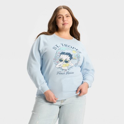Women's Betty Boop "St Tropez" Graphic Sweatshirt - Light Blue
