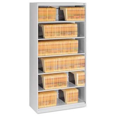 Tennsco Fixed Shelf Open-Format Lateral File for End-Tab Folders, 6 Legal/Letter File Shelves, Light Gray, 36" x 16.5" x 75.25"