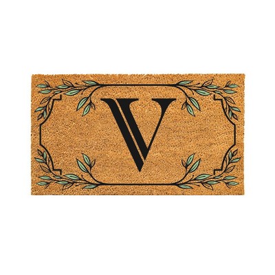 28" x 16" Monogram Coir Mat, Letter  "V"