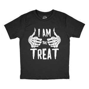 Youth Funny T Shirts I Am The Treat Sarcastic Halloween Graphic Novelty Tee For Kids - Crazy Dog Youth T Shirt For Halloween Season - 1 of 4