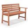 Tangkula Hardwood Patio Bench Wood 2-Seat Chair w/ Slatted Seat & Inclined Backrest Ergonomic Patio - 3 of 4