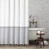 LunaLulinlk Farmhouse White Shower Curtain with Gray Striped - 2 of 4