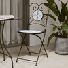 vidaXL Folding Bistro Chairs 2 Pcs Outdoor Garden Chair Furniture Ceramic - Blue and white - 2 of 4