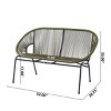 Outdoor PE Rattan Loveseat with Metal Frame,Patio Basket Loveseat with Hammock Weave,Wicker Loveseat for Garden or Backyard-Cuddlewood - 4 of 4