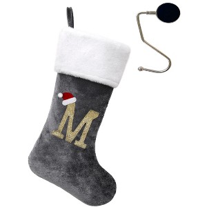Aoibox 20 Inch Monogrammed Christmas Stocking Red Letter Plush Cotton 1 Piece Large Soft Holiday Fireplace Hanging Xmas Decoration - 1 of 4